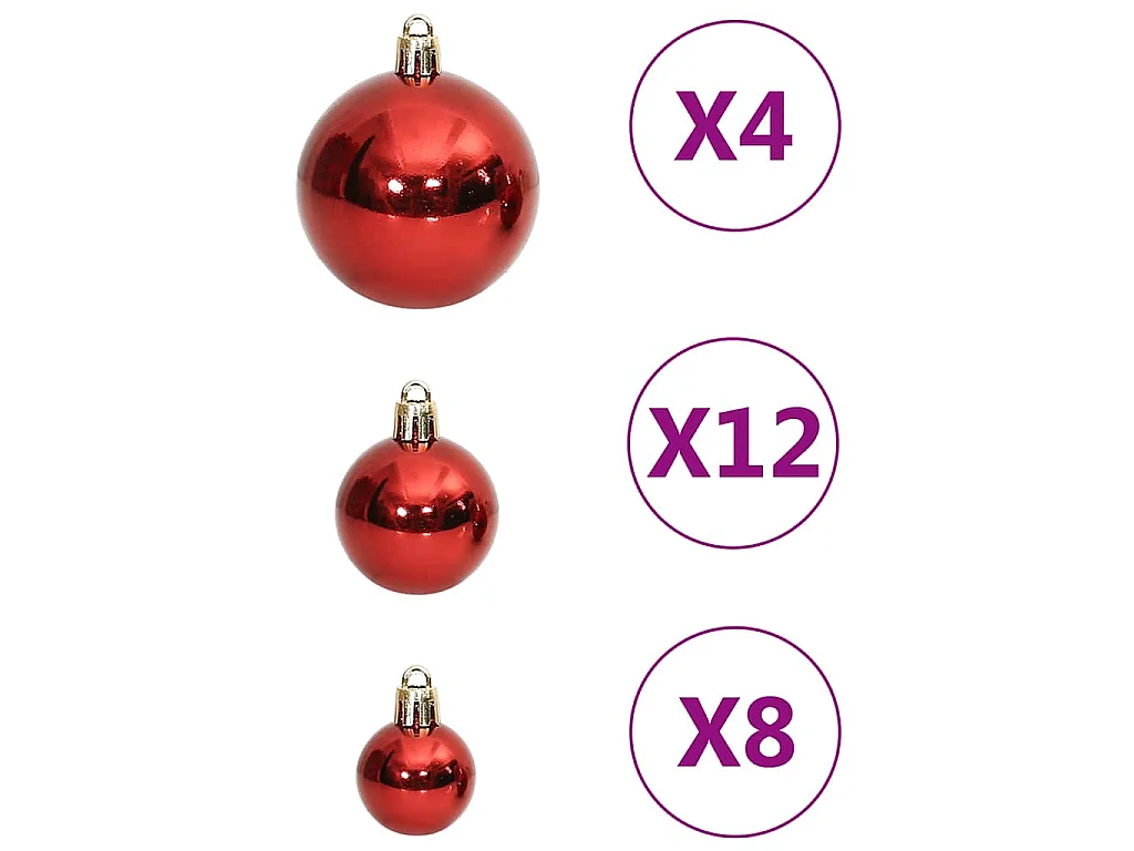 Juego de bolas de Navidad 111 pzas poliestireno rojo
