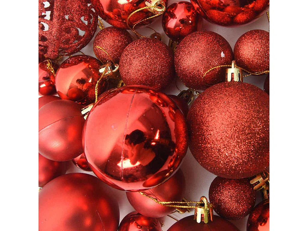 Juego de bolas de Navidad 111 pzas poliestireno rojo