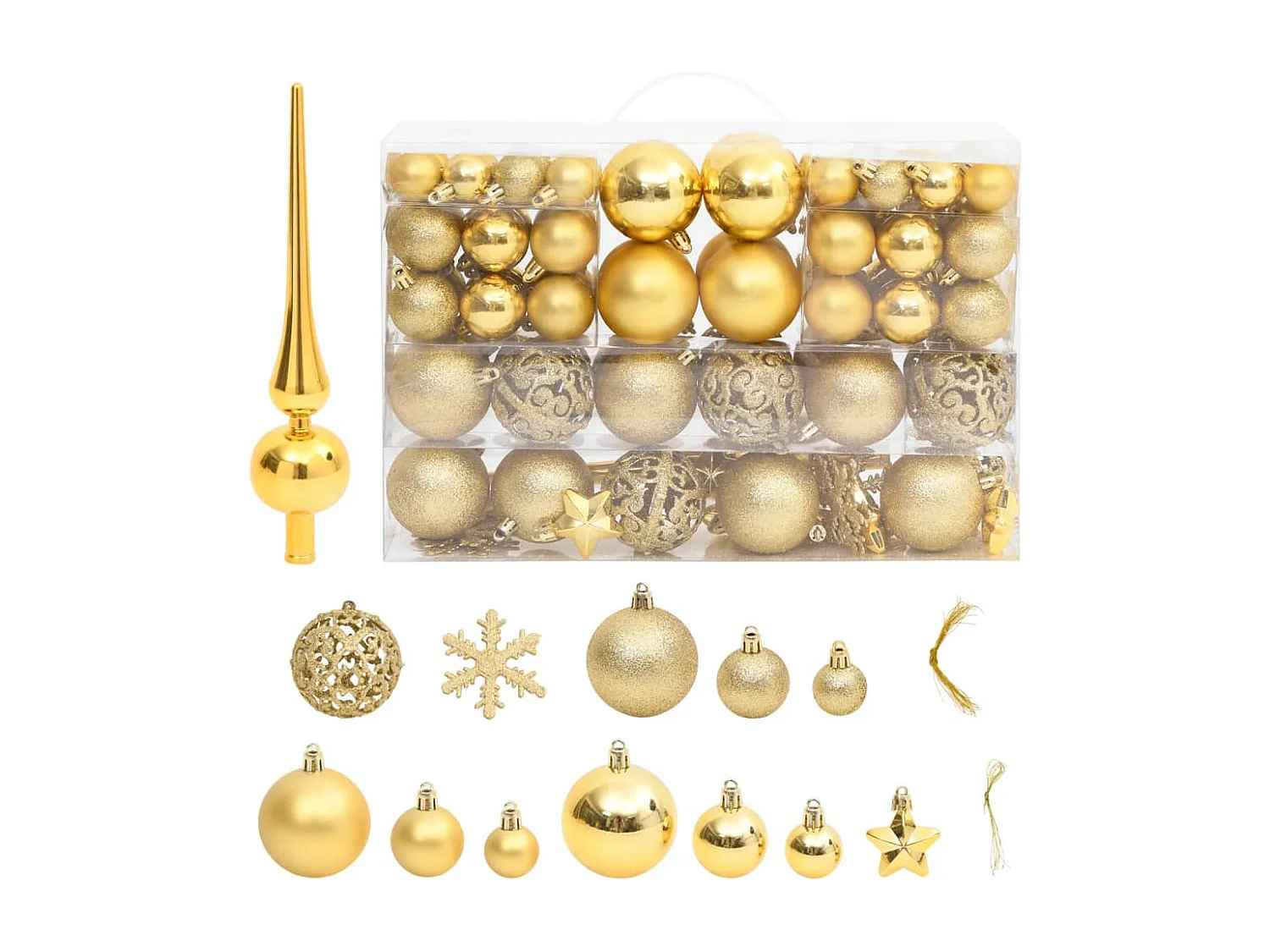 Ensemble de boules de Noël 111 pièces doré polystyrène