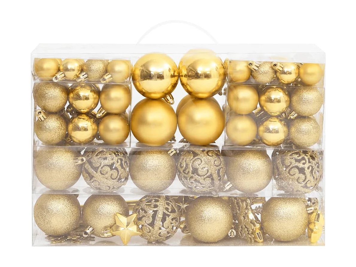 Ensemble de boules de Noël 111 pièces doré polystyrène