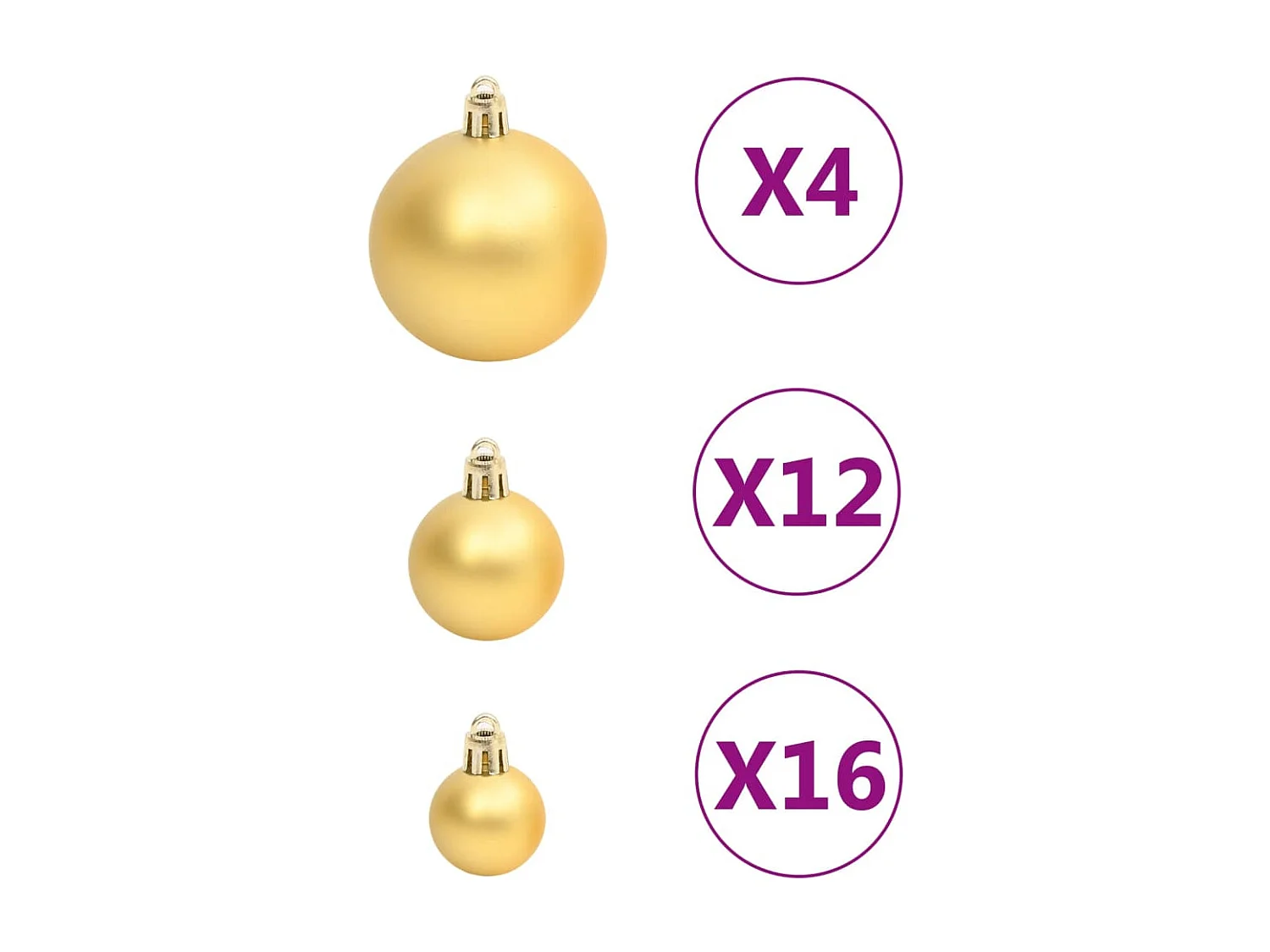 Ensemble de boules de Noël 111 pièces doré polystyrène