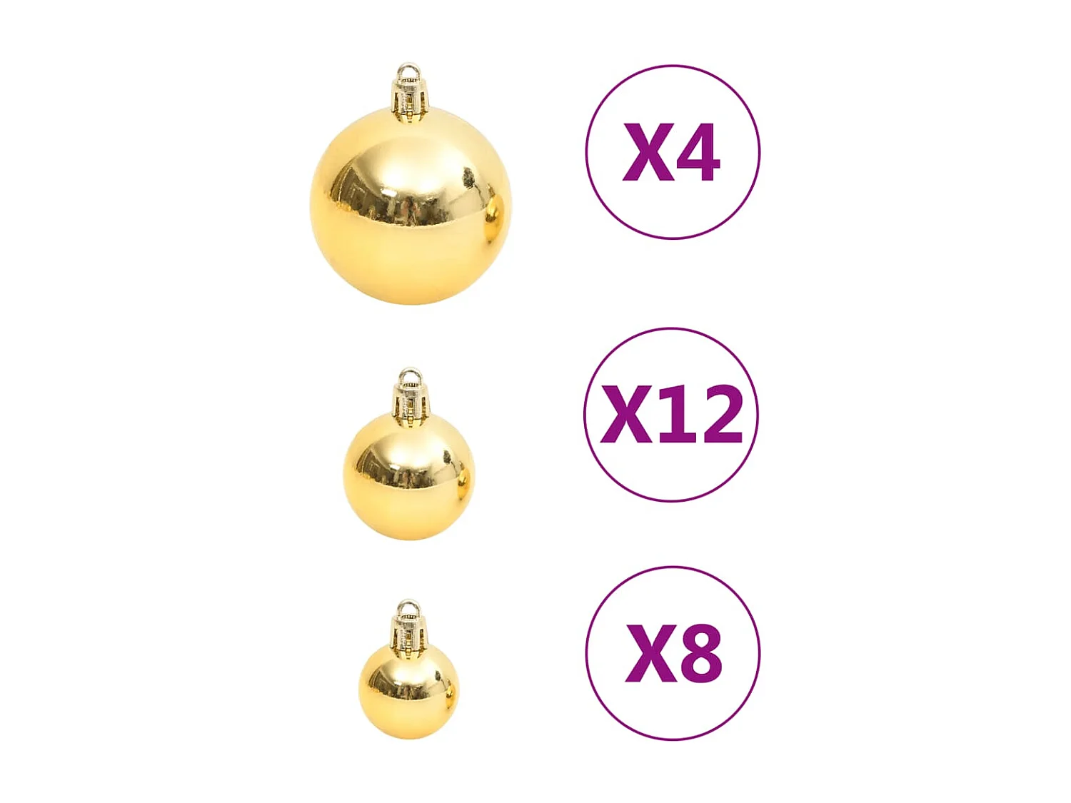 Ensemble de boules de Noël 111 pièces doré polystyrène