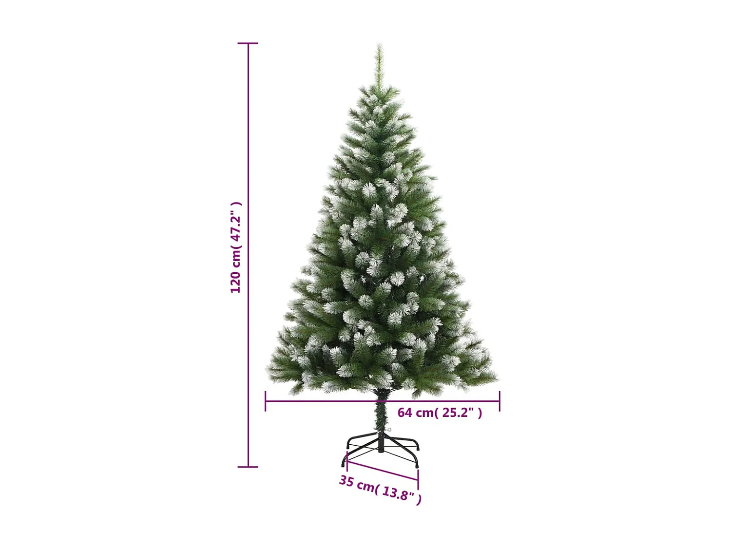Künstlicher Weihnachtsbaum Klappbar Beschneit 120 cm