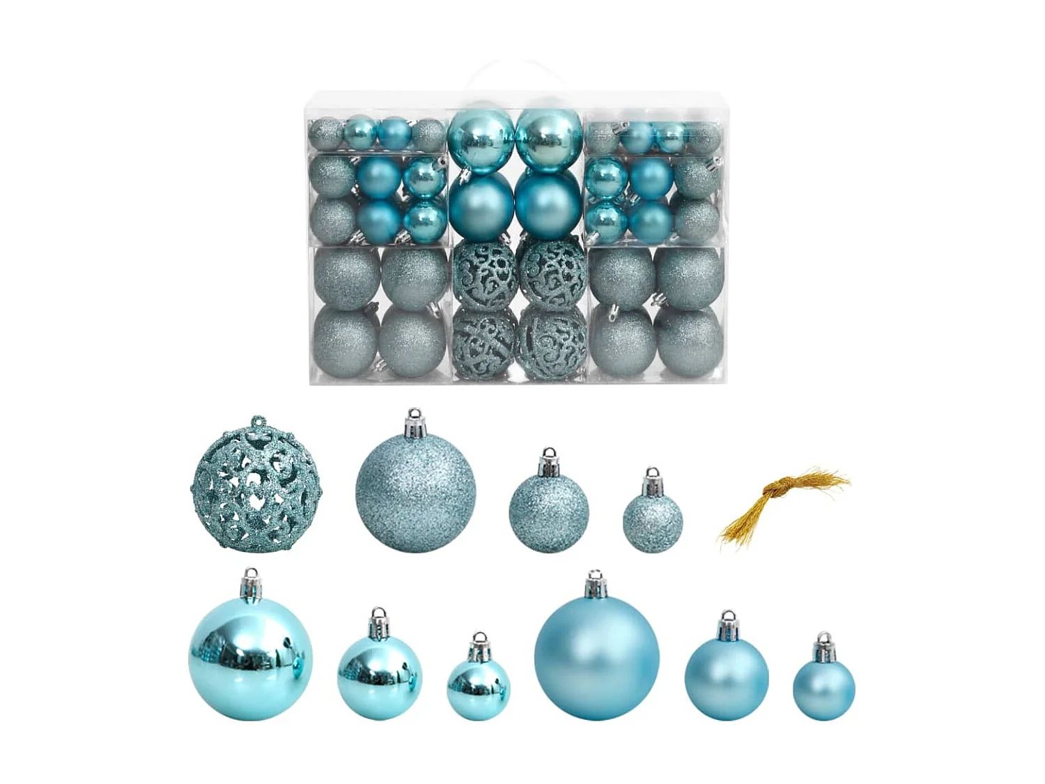 Boules de Noël 100 pcs turquoise 3 / 4 / 6 cm