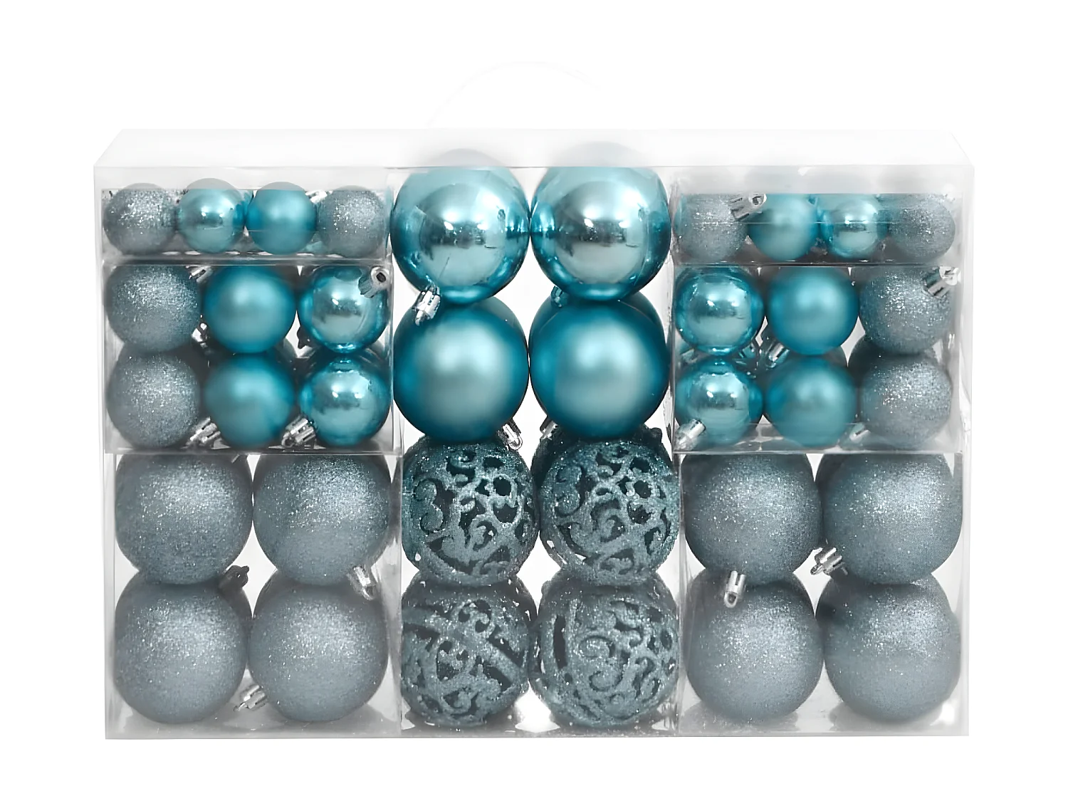 Boules de Noël 100 pcs turquoise 3 / 4 / 6 cm