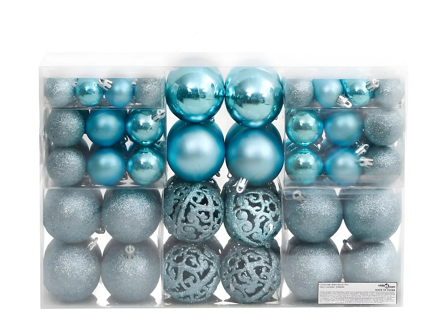 Boules de Noël 100 pcs turquoise 3 / 4 / 6 cm