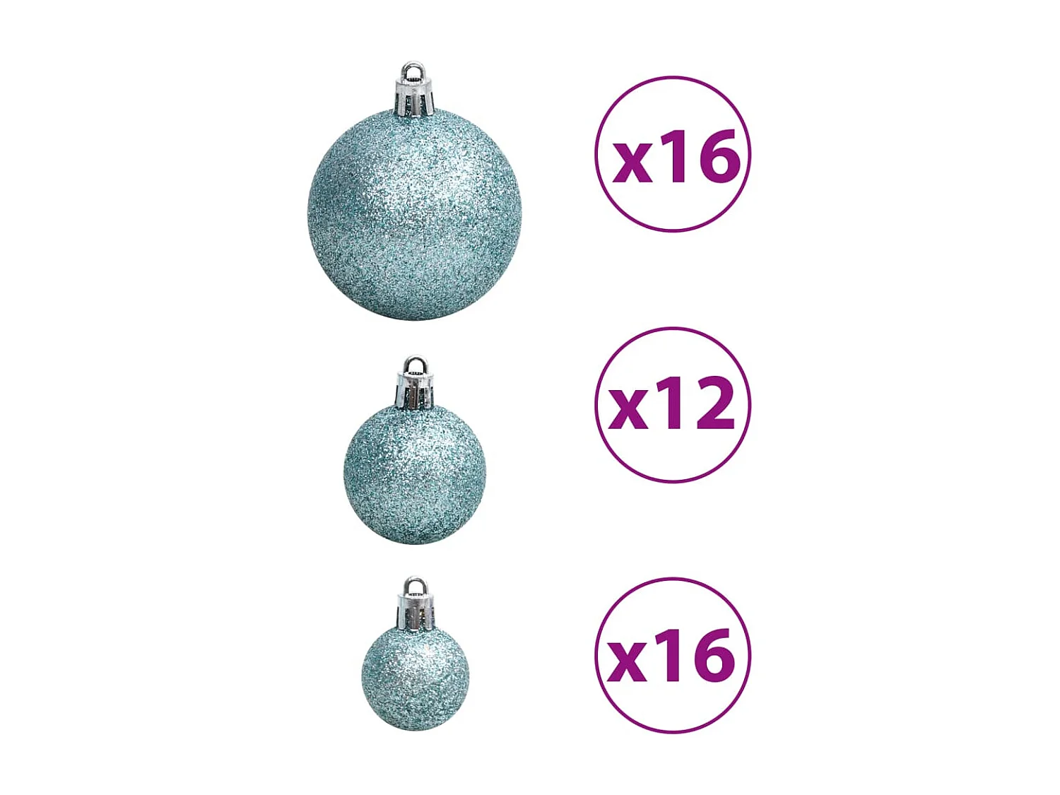 Boules de Noël 100 pcs turquoise 3 / 4 / 6 cm