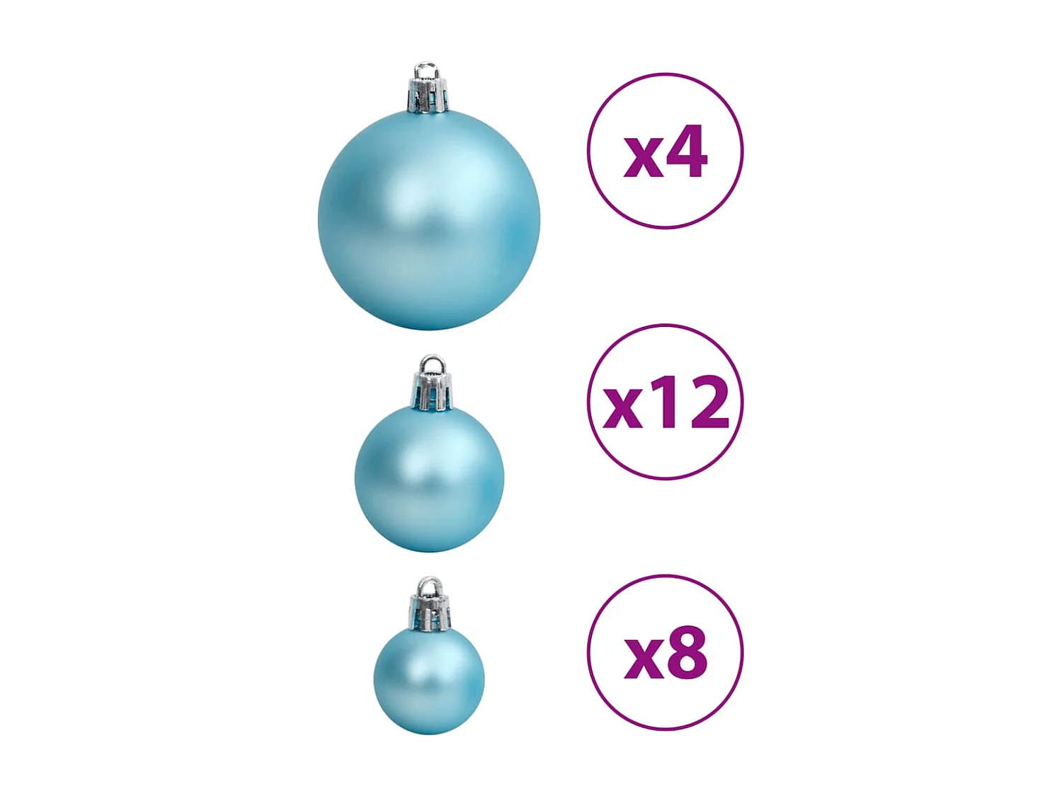 Boules de Noël 100 pcs turquoise 3 / 4 / 6 cm