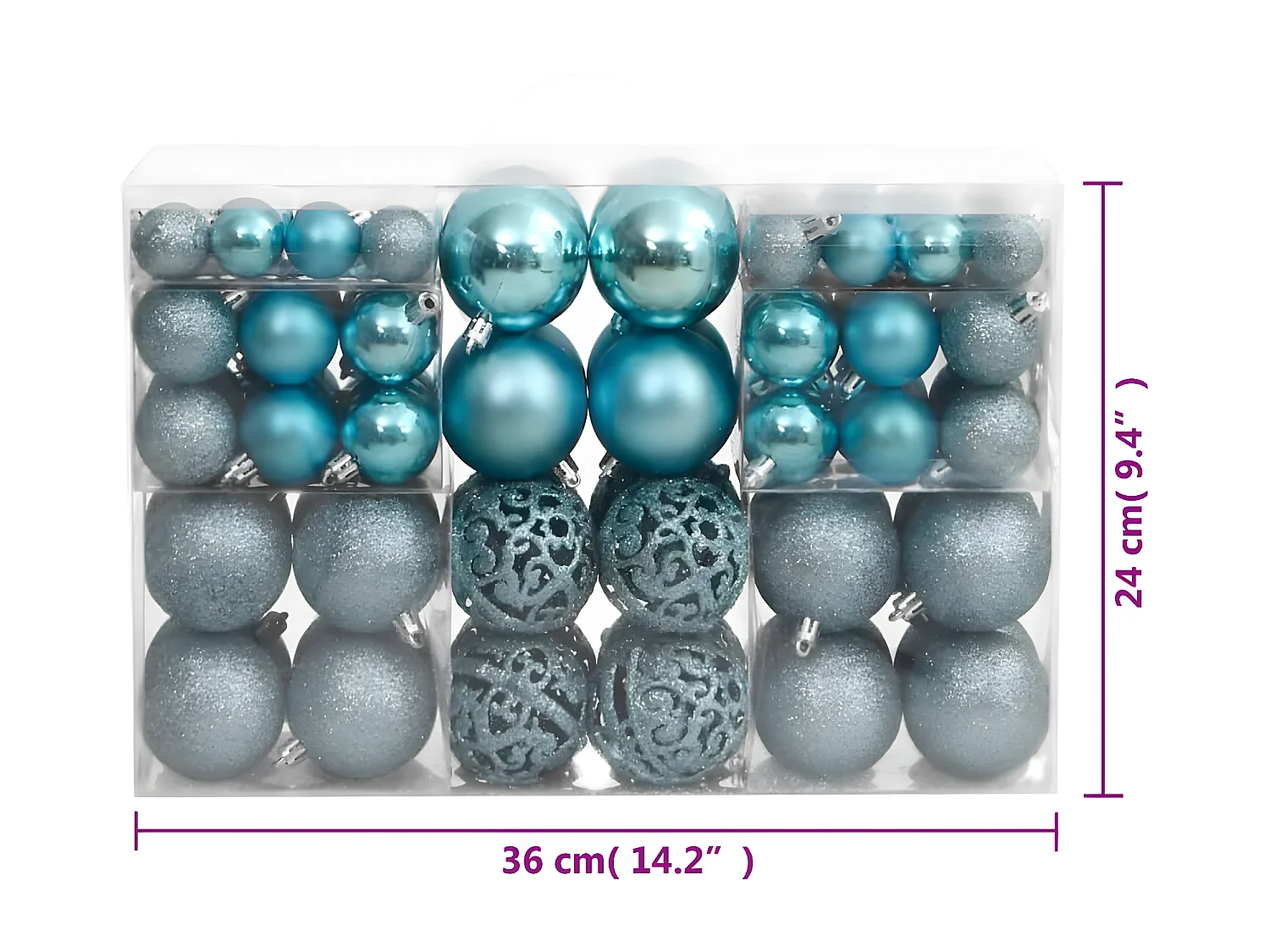 Boules de Noël 100 pcs turquoise 3 / 4 / 6 cm
