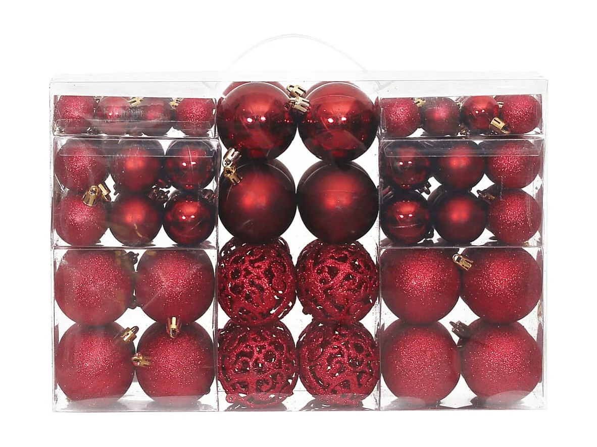 Kerstballen 100 st 3/4/6 cm wijnrood