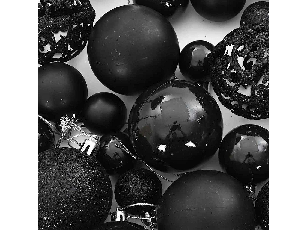 Ensemble de boules de Noël 111 pièces noir polystyrène