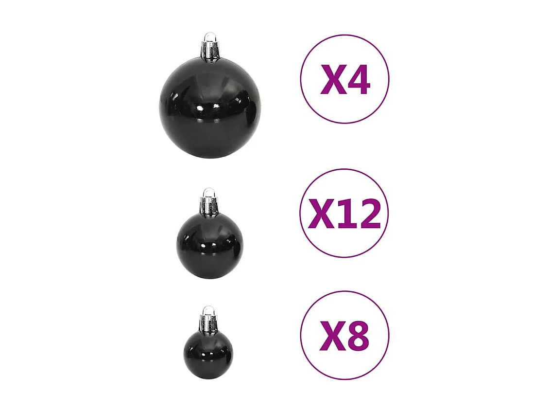111-tlg. Weihnachtskugel-Set Schwarz Polystyrol