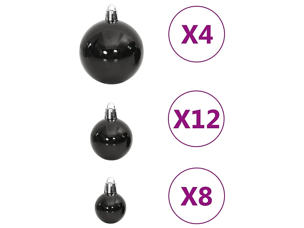 Ensemble de boules de Noël 111 pièces noir polystyrène