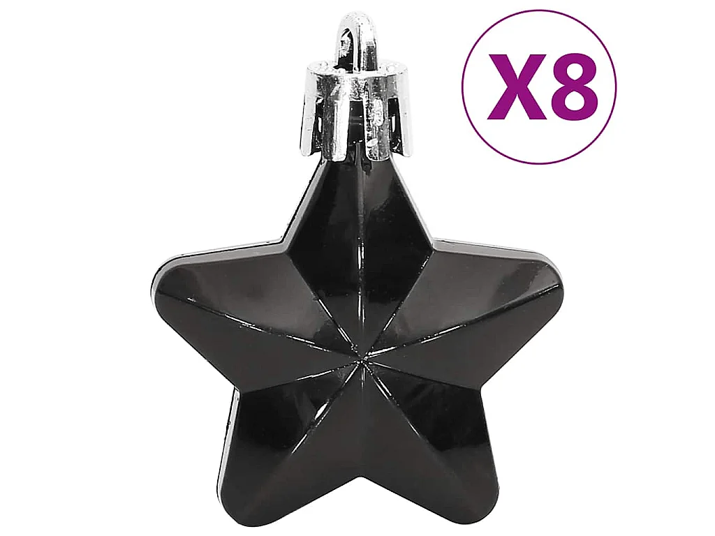 Ensemble de boules de Noël 111 pièces noir polystyrène