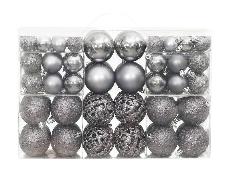 Enfeites de Natal 100 pcs 3 / 4 / 6 cm cinzento