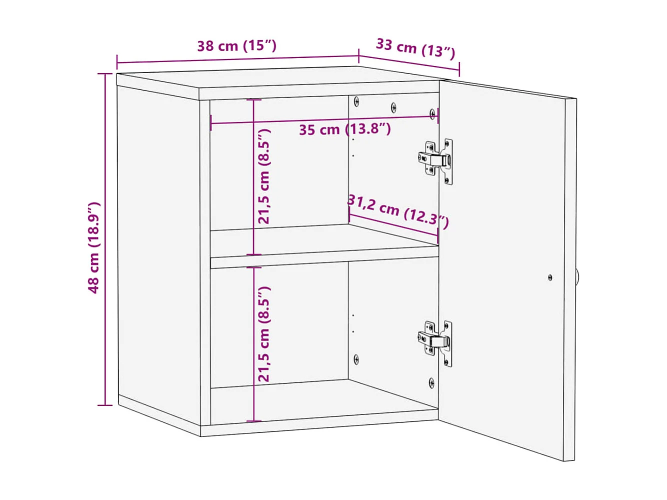 Armoire de salle de bain murale 38x33x48cm bois de récupération