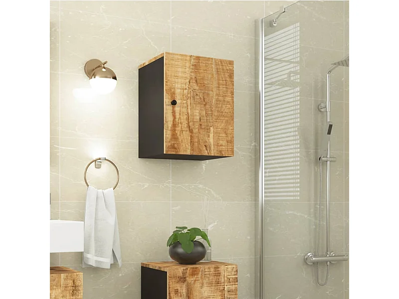 Armoire de salle de bain murale 38x33x48cm bois massif manguier