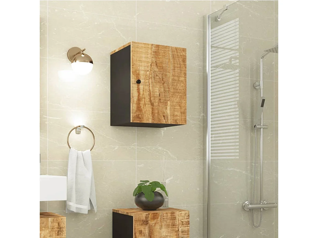 Armoire de salle de bain murale 38x33x48cm bois massif manguier