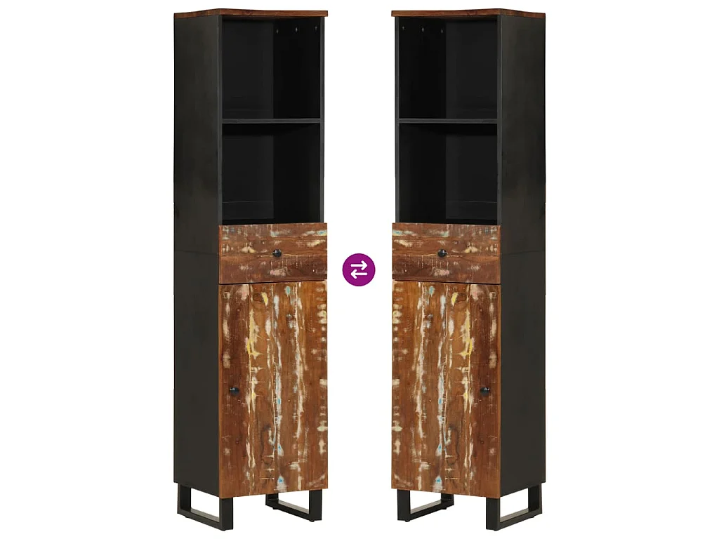 Badschrank 38x33x160 cm Altholz Massivholz