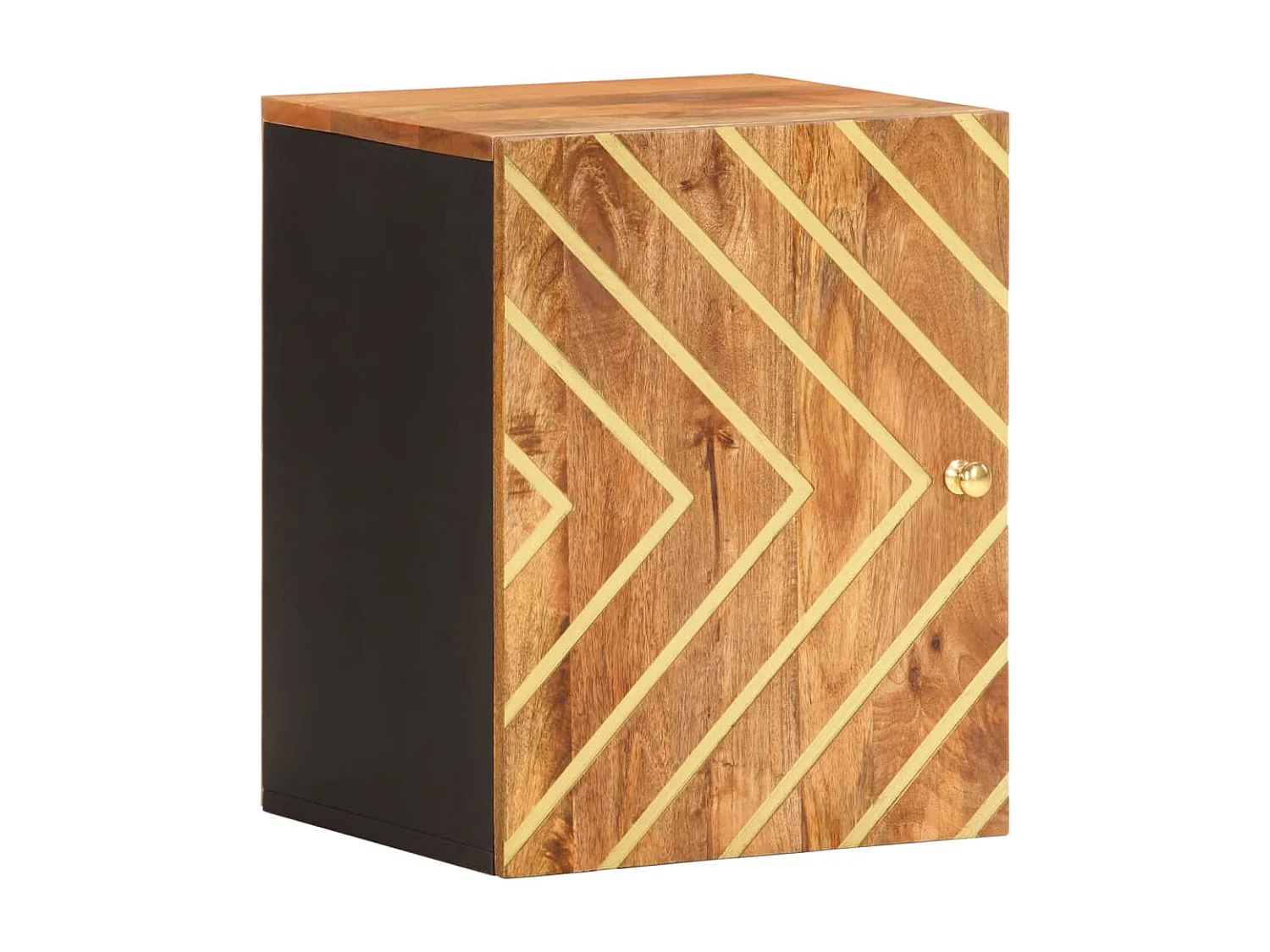 5-delige Badkamermeubelset massief mangohout bruin en zwart