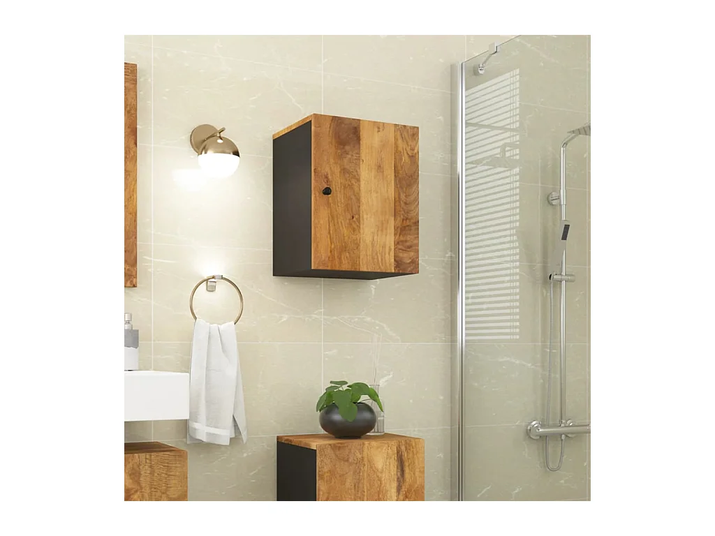 Armoire de salle de bain murale 38x33x48cm bois massif manguier