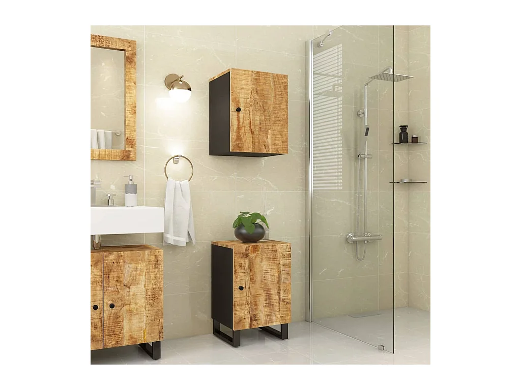 Armoire de salle de bain 38x33x58 cm bois massif de manguier