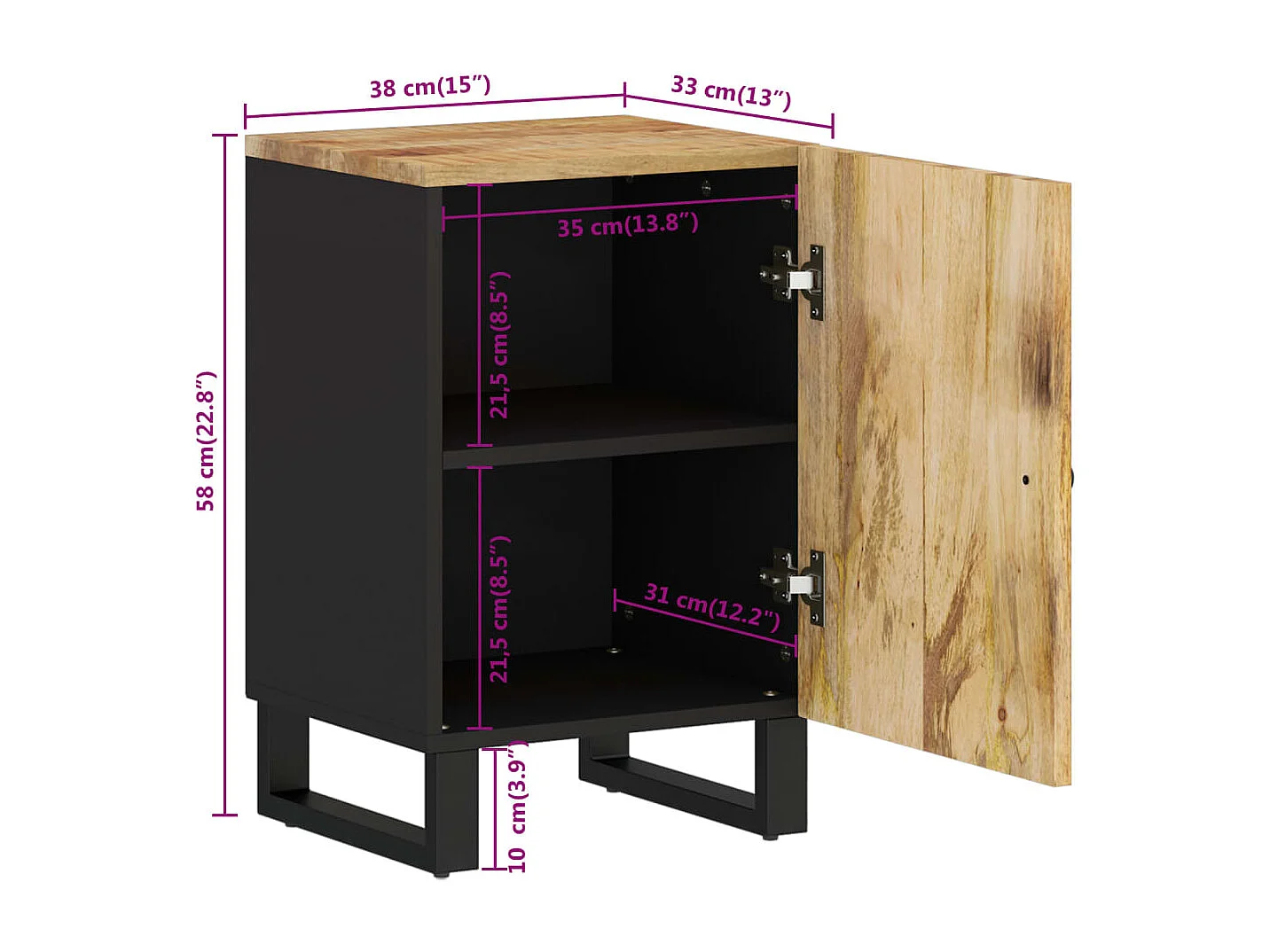 Badschrank 38x33x58 cm Massivholz Mango