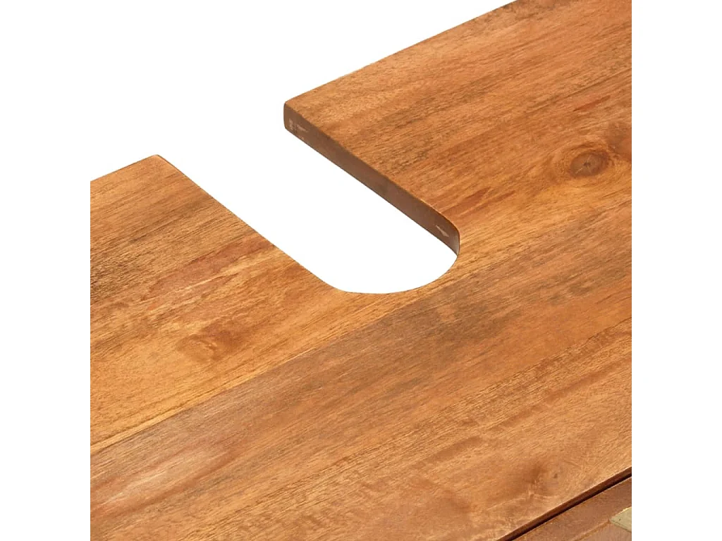 2-tlg. Badschrank-Set Braun und Schwarz Massivholz Mango