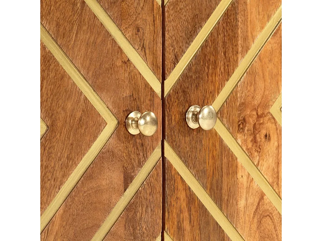 2-tlg. Badschrank-Set Braun und Schwarz Massivholz Mango