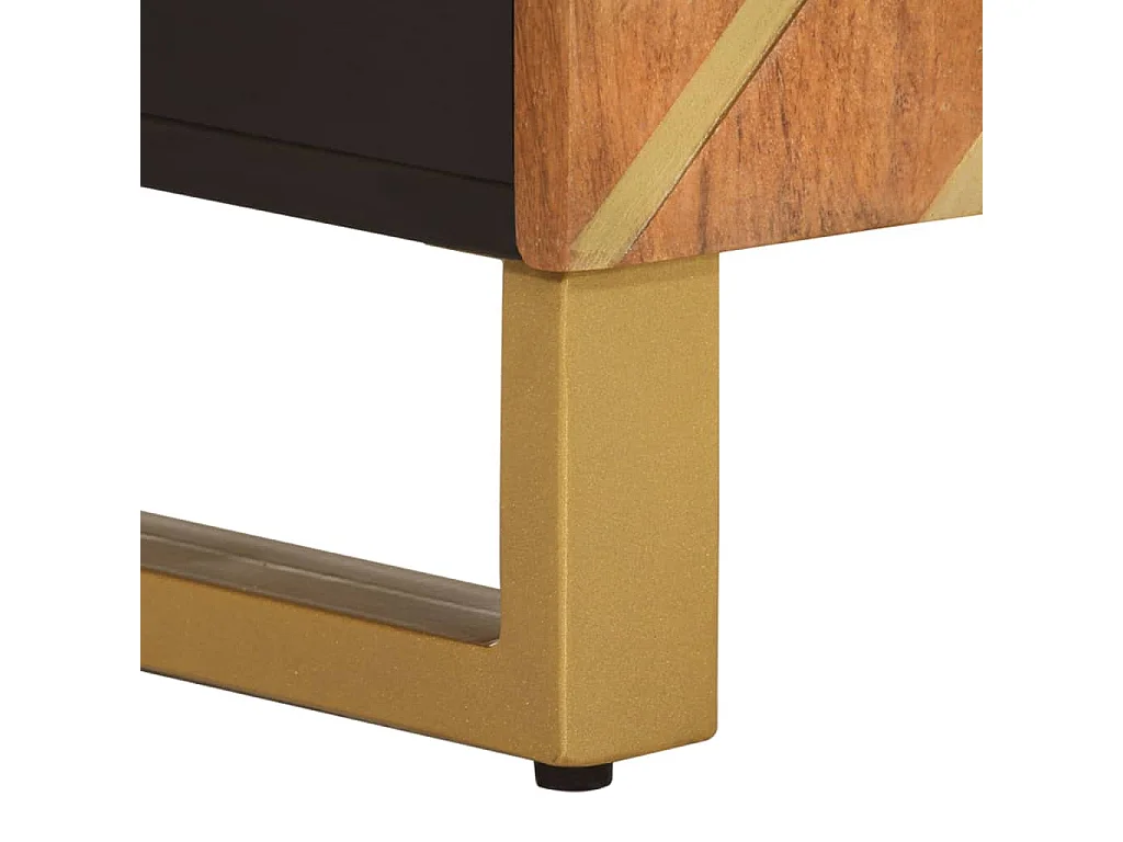 2-tlg. Badschrank-Set Braun und Schwarz Massivholz Mango