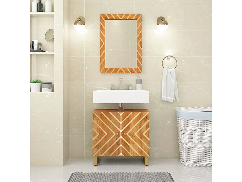 2 pcs conjunto de móveis p/ WC mangueira maciça castanho/preto