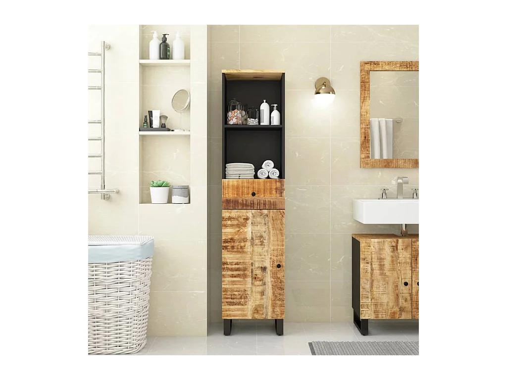 Armoire de salle de bain 38x33x160 cm bois massif de manguier