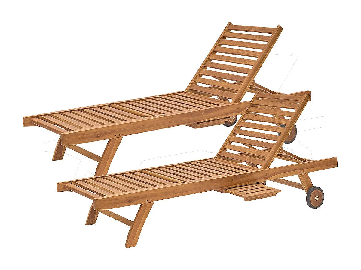 Lot de 2 bains de soleil en teck huilé massif