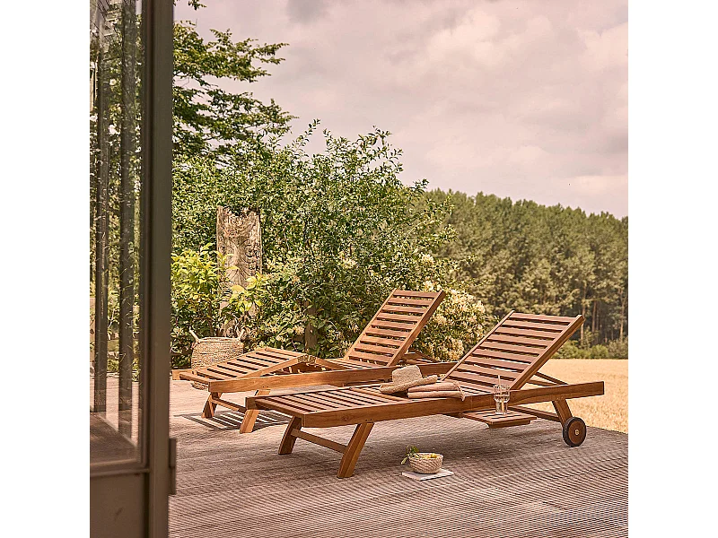 2 lettini prendisole in teak oliato