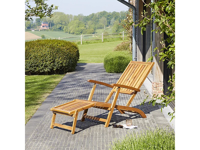 Tumbona de madera de acacia maciza