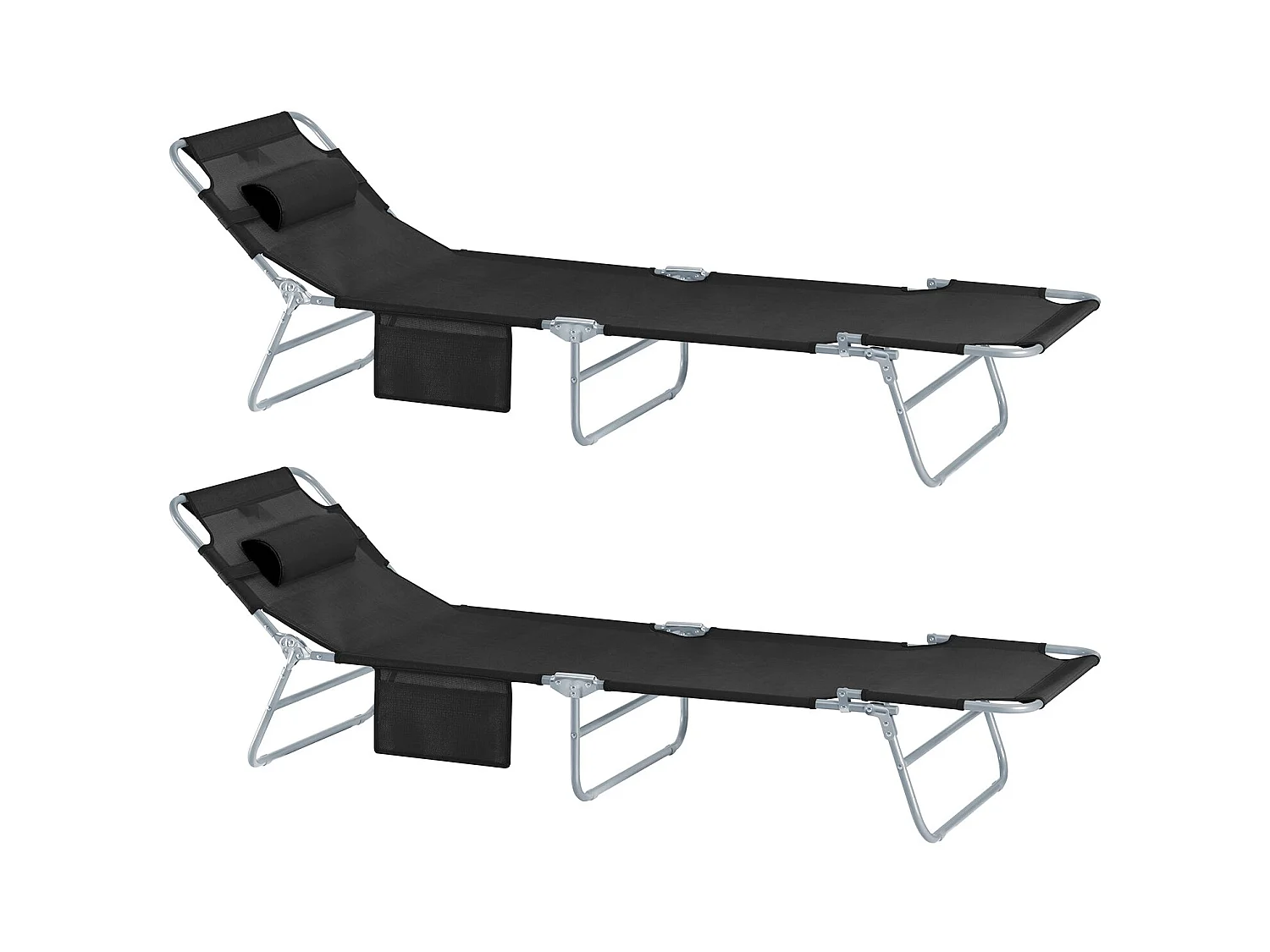 Lot de 2 chaises longues bains de soleil transats de jardin pliant chaises de camping inclinables, pliables et réglables - noir ogs35-sch x2sobuy®