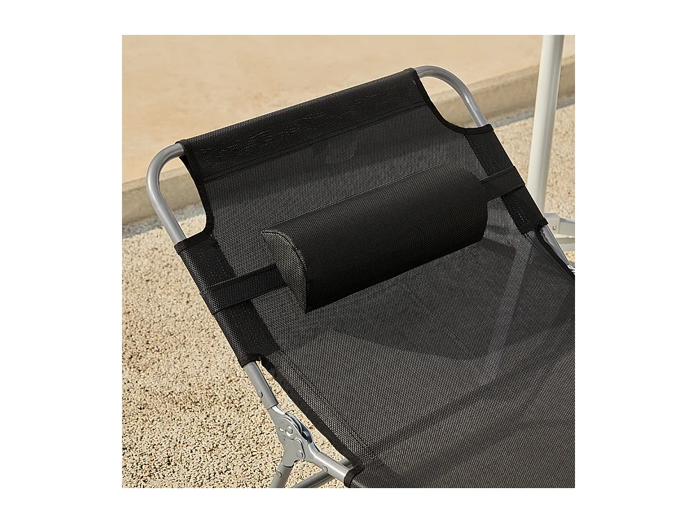 Set van 2 ligstoelen, opvouwbare tuinterrasstoelen, verstelbare, opvouwbare en verstelbare campingstoelen - zwart ogs35-sch x2sobuy®