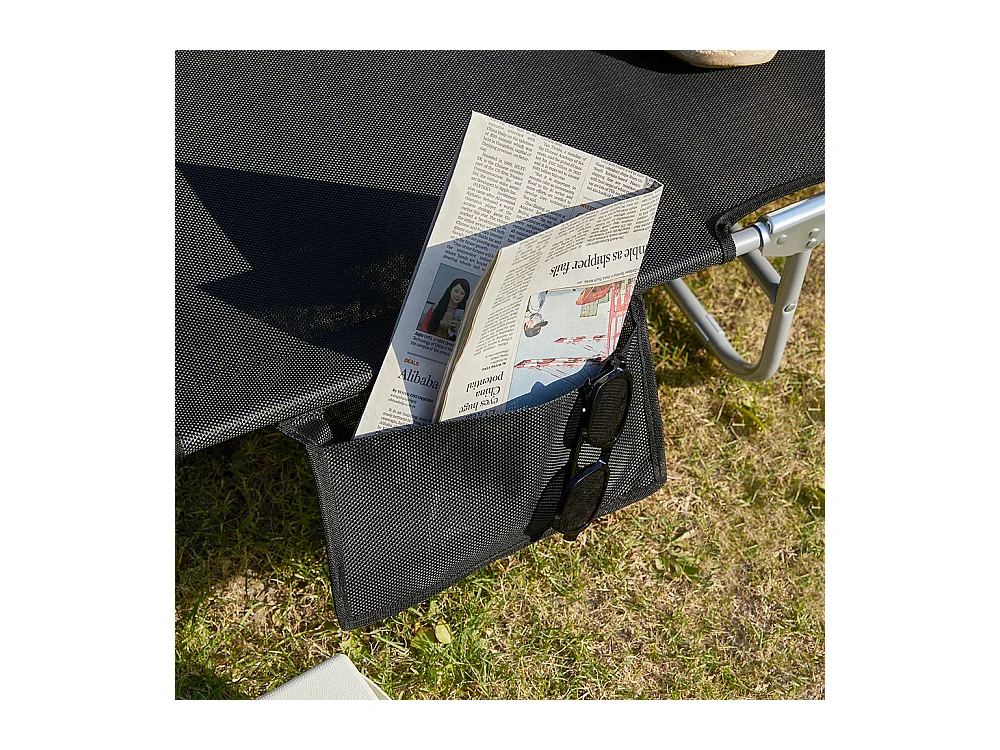 Set van 2 ligstoelen, opvouwbare tuinterrasstoelen, verstelbare, opvouwbare en verstelbare campingstoelen - zwart ogs35-sch x2sobuy®