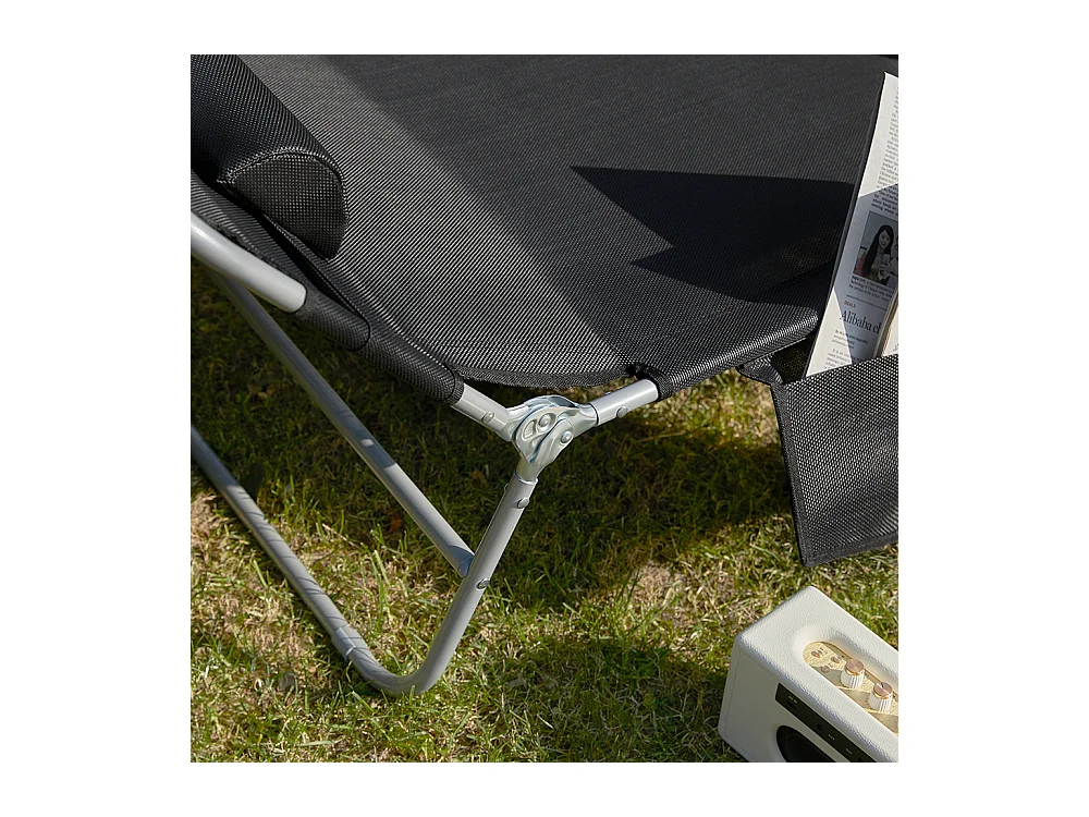 Set van 2 ligstoelen, opvouwbare tuinterrasstoelen, verstelbare, opvouwbare en verstelbare campingstoelen - zwart ogs35-sch x2sobuy®