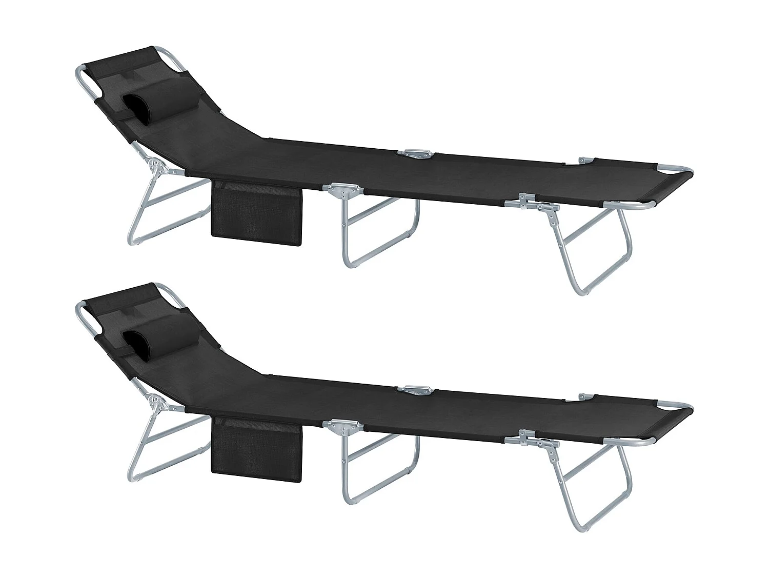 Lot de 2 chaises longues bains de soleil transats de jardin pliant chaises de camping inclinables, pliables et réglables - noir ogs35-sch x2sobuy®