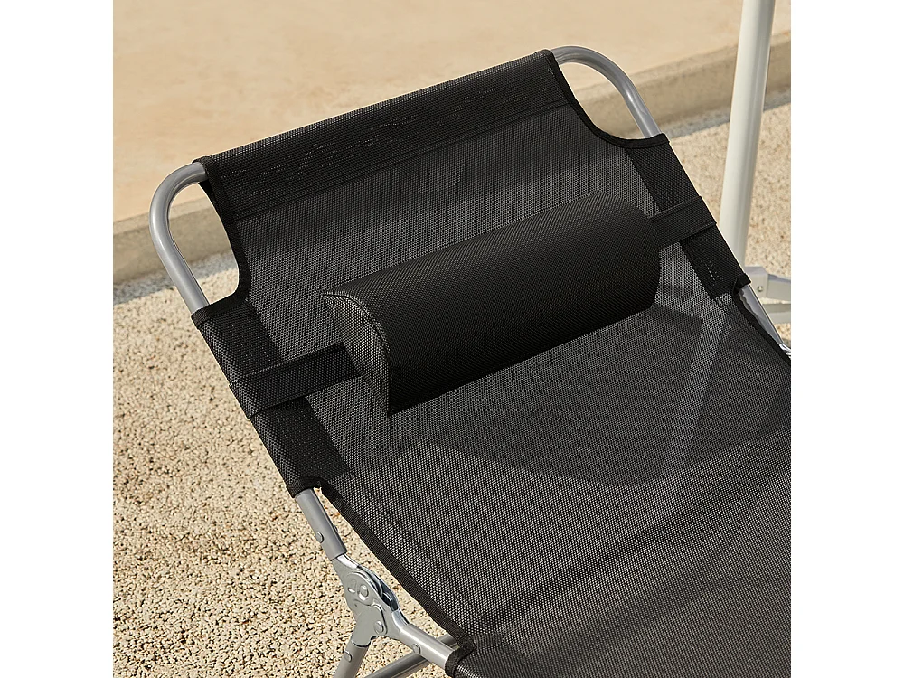 Lot de 2 chaises longues bains de soleil transats de jardin pliant chaises de camping inclinables, pliables et réglables - noir ogs35-sch x2sobuy®