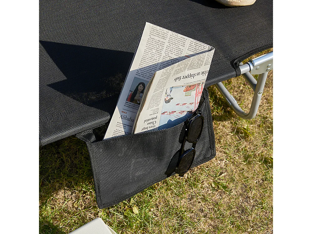Lot de 2 chaises longues bains de soleil transats de jardin pliant chaises de camping inclinables, pliables et réglables - noir ogs35-sch x2sobuy®