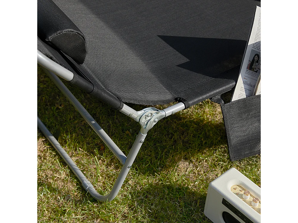 Lot de 2 chaises longues bains de soleil transats de jardin pliant chaises de camping inclinables, pliables et réglables - noir ogs35-sch x2sobuy®