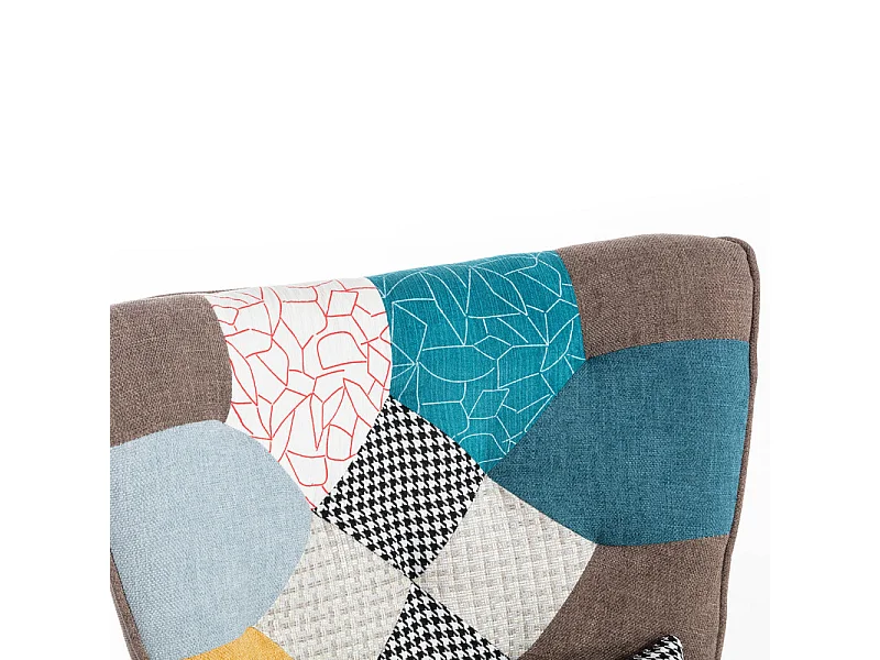 Fauteuil avec repose-pieds - à motif de patchwork coloré - Multicolore