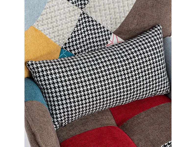 Fauteuil avec repose-pieds - à motif de patchwork coloré - Multicolore