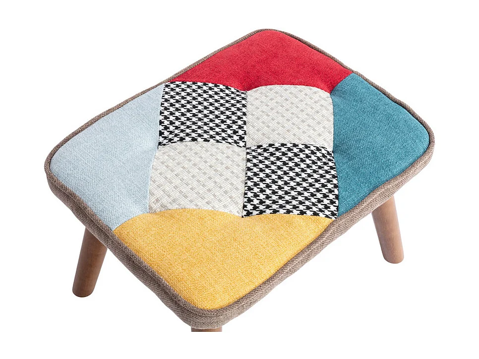 Fauteuil avec repose-pieds - à motif de patchwork coloré - Multicolore