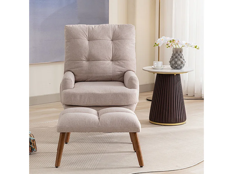 Vonvertibler Sessel mit Fußstütze und verstellbarer Rückenlehne – Beige