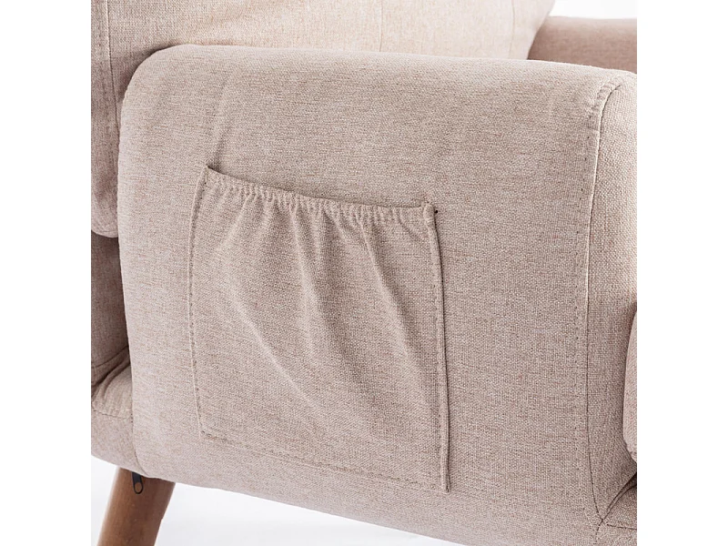 Vonvertibler Sessel mit Fußstütze und verstellbarer Rückenlehne – Beige