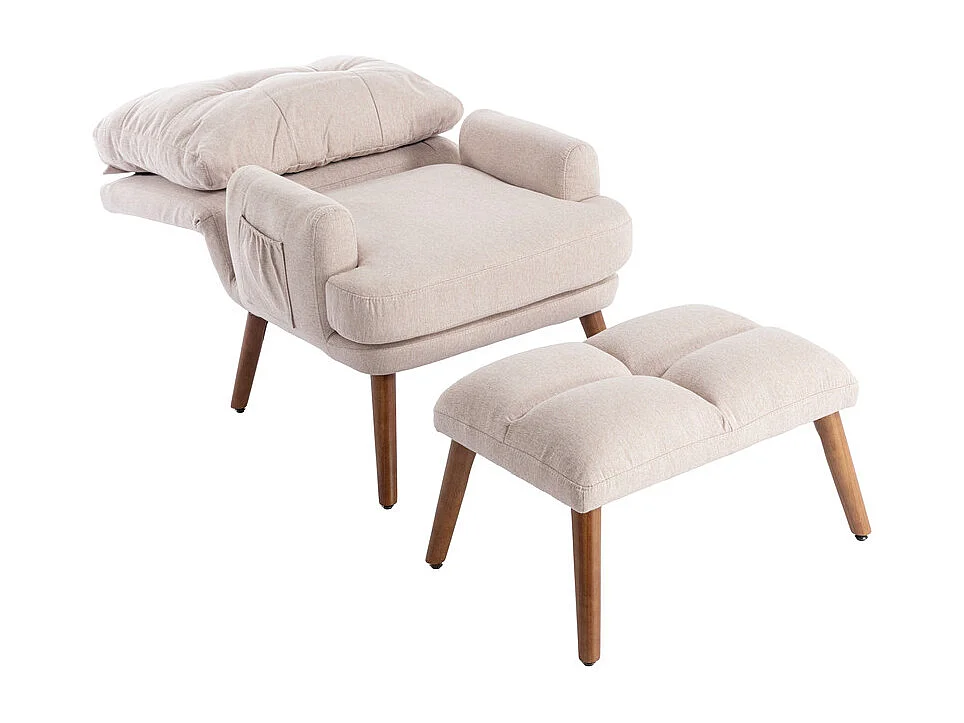 Vonvertibler Sessel mit Fußstütze und verstellbarer Rückenlehne – Beige