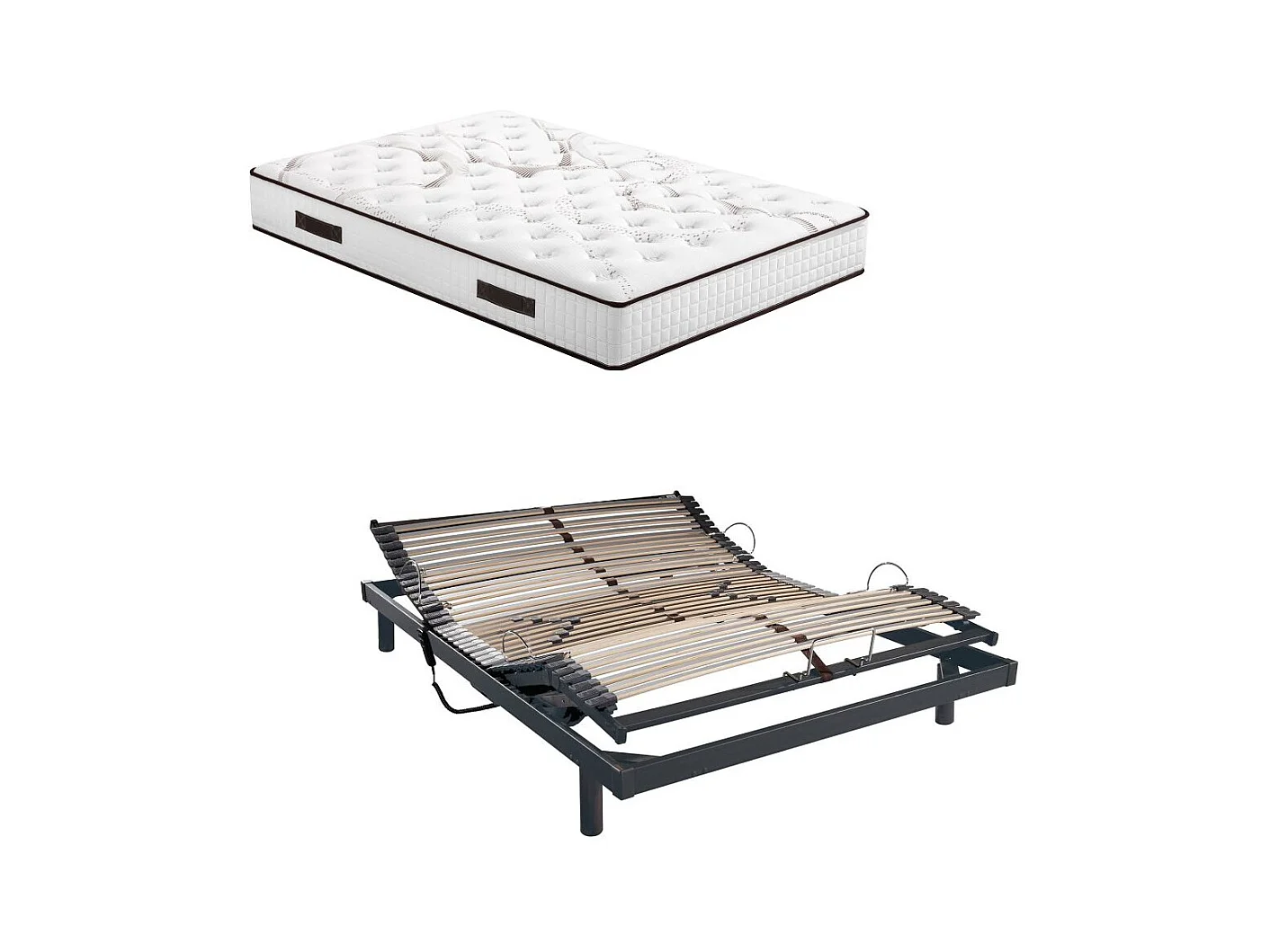 Ensemble relaxation S50 + Matelas Latex Louxor - 5 zones - 140x190 - Gris